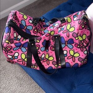 Mia Toro Designed In Italy—Colorful Butterfly Duffle Bag